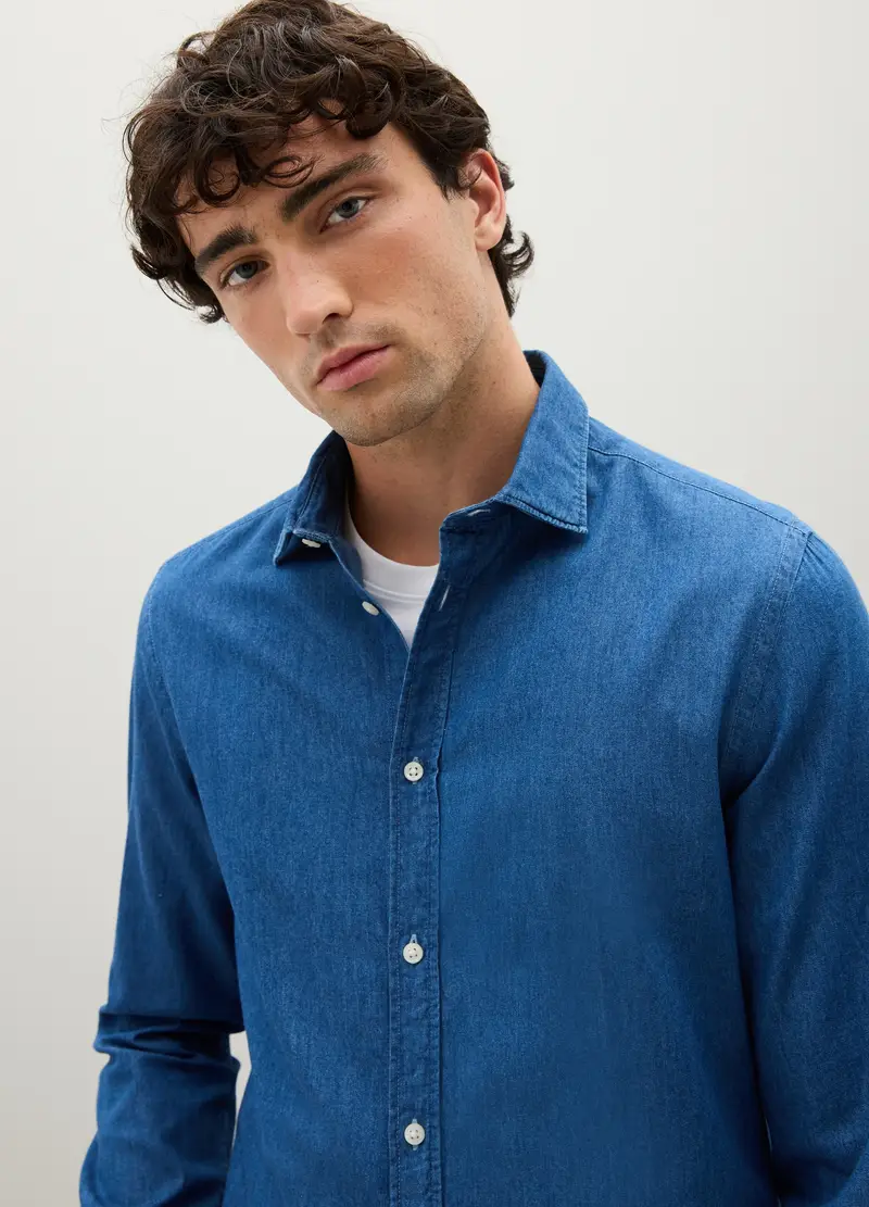 PIOMBO, Camicia Regular Fit In Denim, Uomo, Denim, Taglia: S miniatura 3