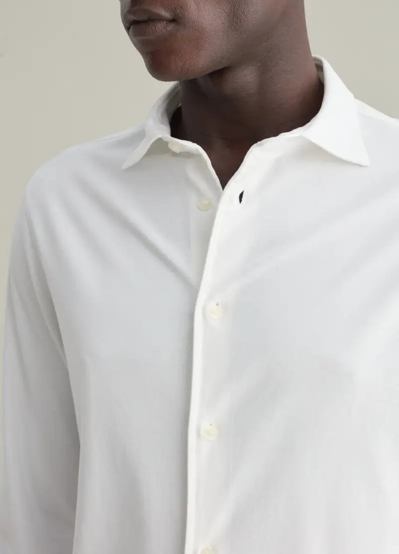 Camicia Regular Fit In Jersey Contemporary, Uomo, Bianco miniatura 3