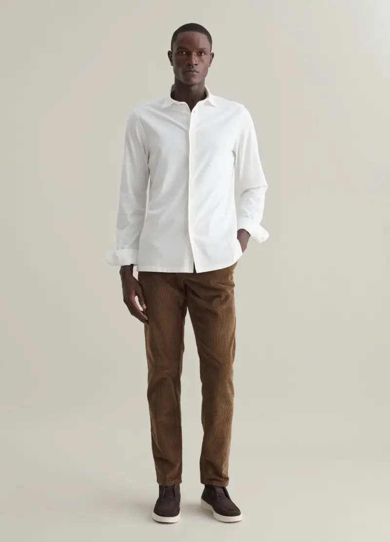 Camicia Regular Fit In Jersey Contemporary, Uomo, Bianco