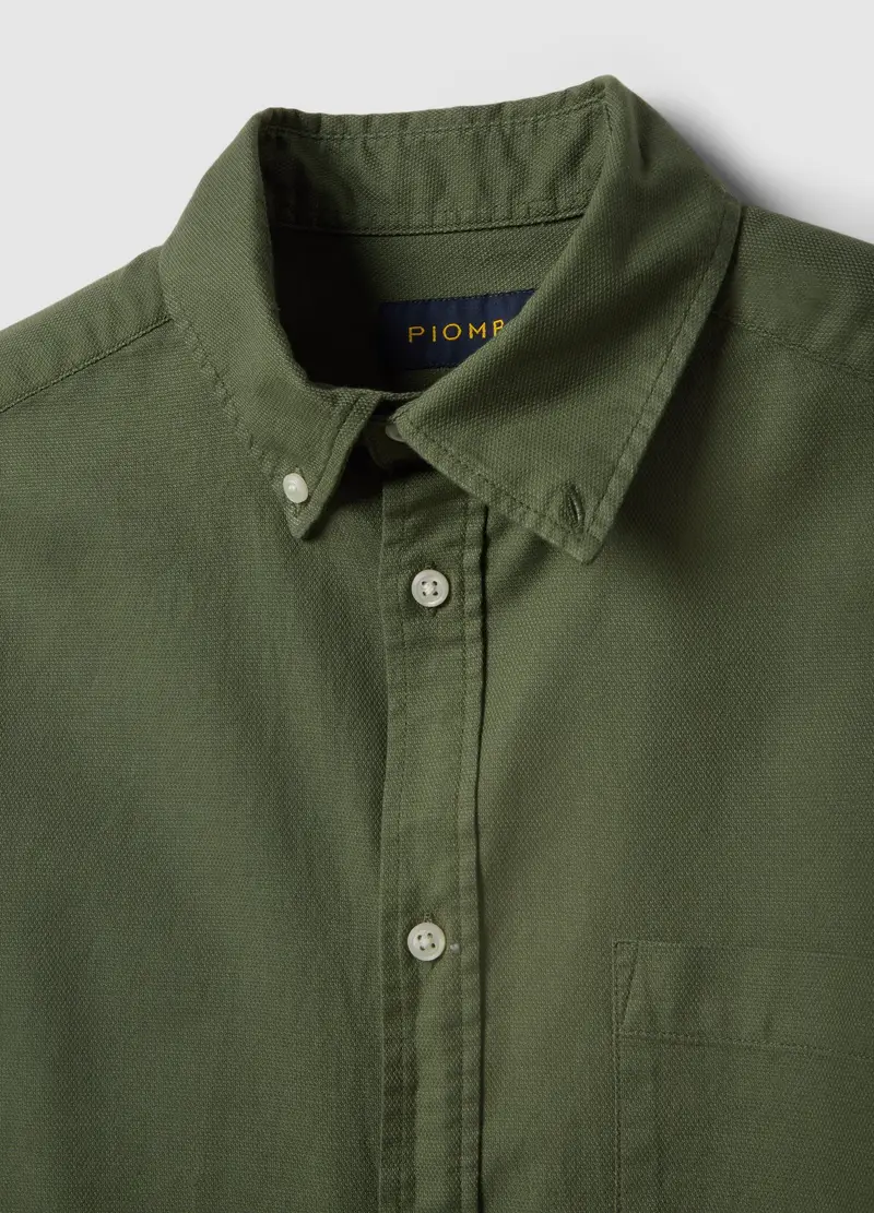 Camicia Verde In Puro Cotone Regular Fit, Uomo, Verde miniatura 2