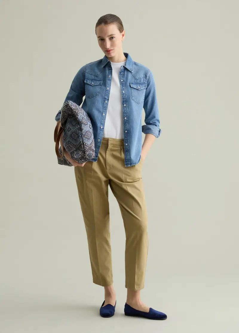 Camicia Western In Denim, Donna, Denim