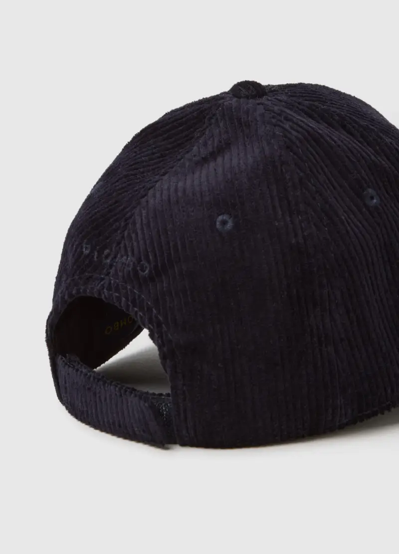 Cappello Blu In Puro Cotone E Velluto A Coste, Uomo, Blu miniatura 2