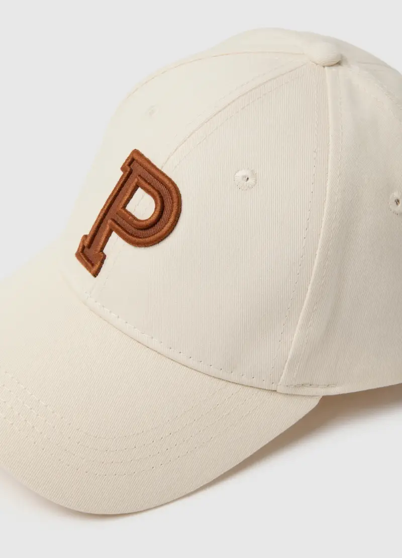 Cappello Da Baseball Beige In Puro Cotone Con Ricamo, Uomo, Beige miniatura 3