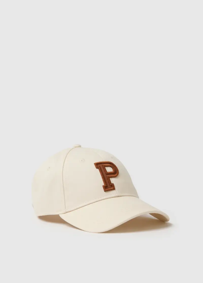 Cappello Da Baseball Beige In Puro Cotone Con Ricamo, Uomo, Beige