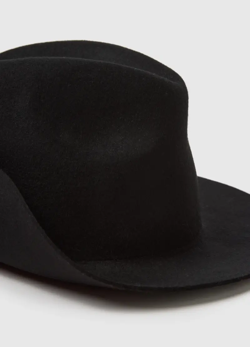 Cappello Fedora Nero In Jersey, Donna, Nero miniatura 3