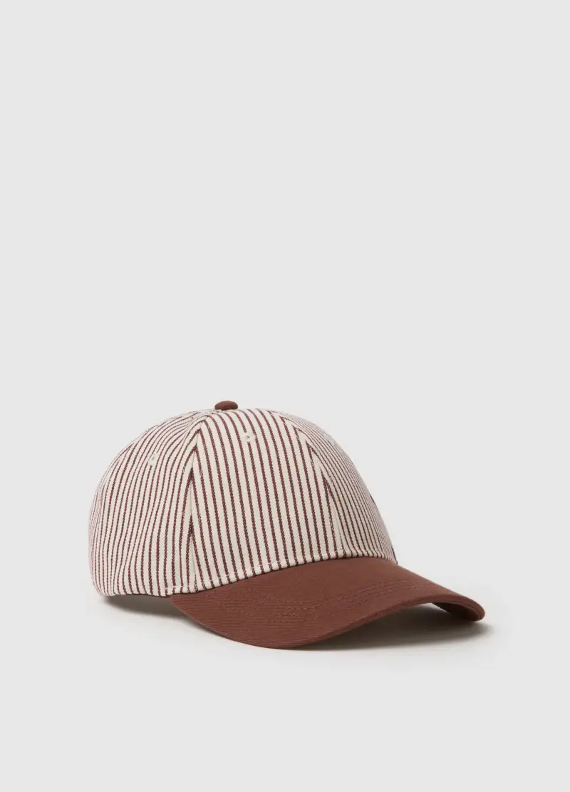 Cappello In Misto Cotone A Righe Multicolor Con Visiera Regolabile, Uomo, Multicolor