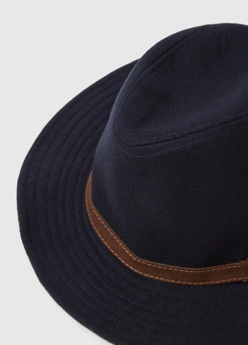 Cappello In Pura Lana Blu, Uomo, Multicolor miniatura 2