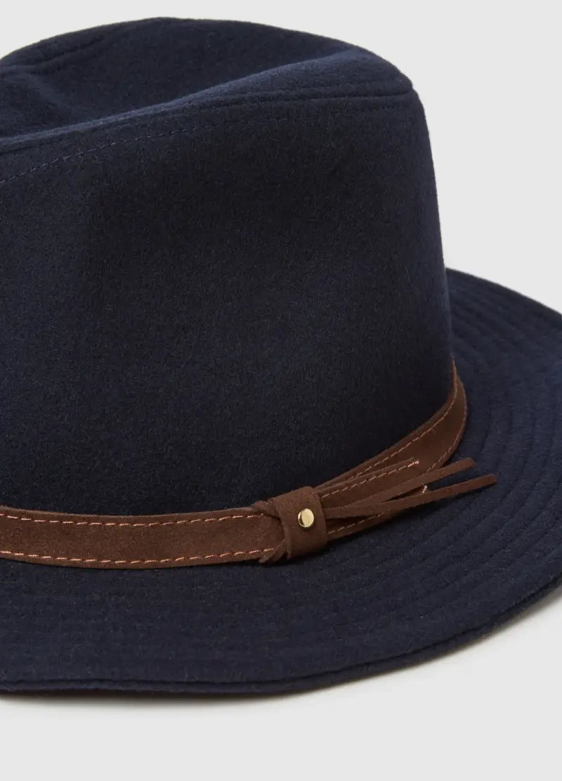 Cappello In Pura Lana Blu, Uomo, Multicolor miniatura 3