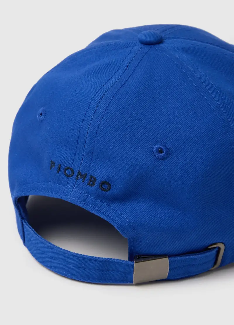 Cappello In Puro Cotone Blu Con Visiera Regolabile E P Ricamata, Uomo, Blu miniatura 2