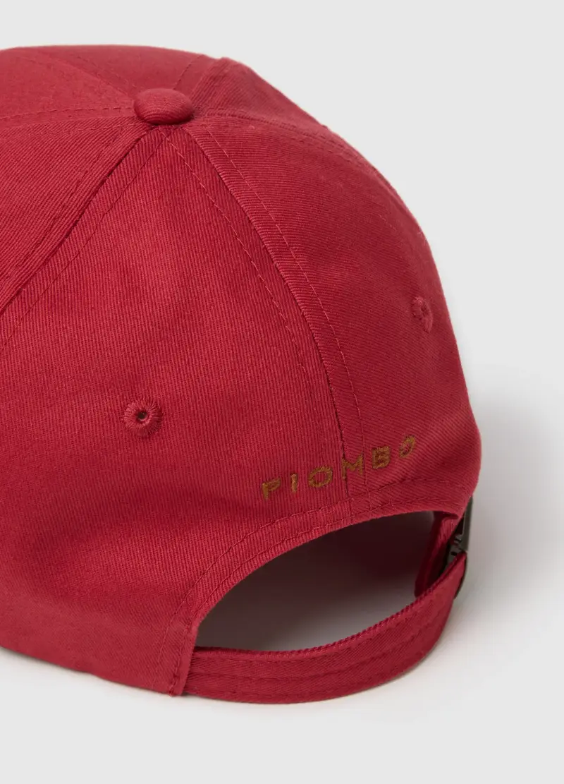 Cappello In Puro Cotone Rosso Con Visiera Regolabile E P Ricamata, Uomo, Rosso miniatura 2
