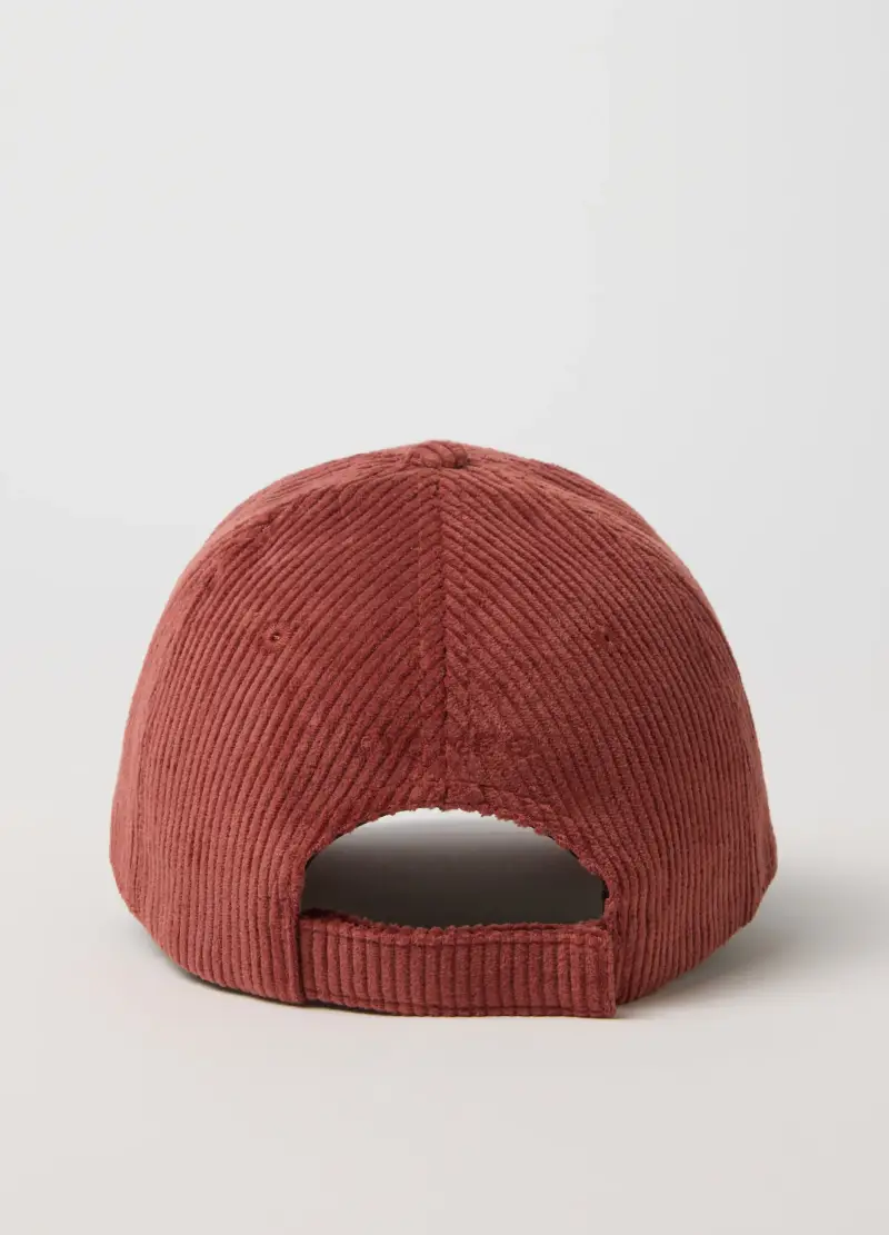 Cappello Rosso In Puro Cotone E Velluto A Coste, Uomo, Rosso miniatura 3