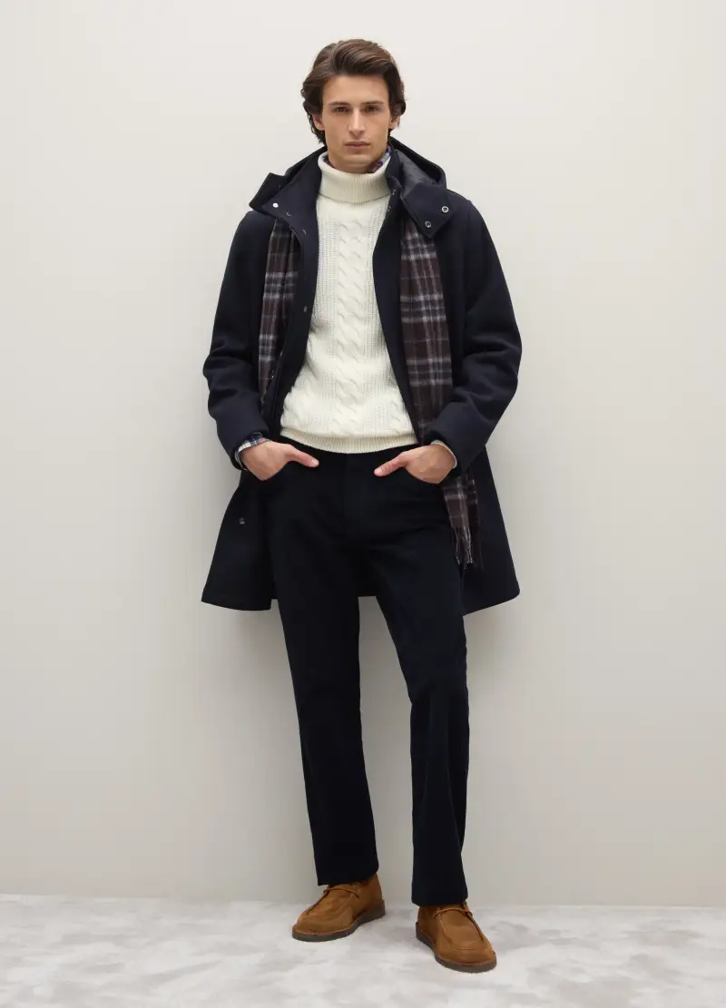 Cappotto Blu Con Cappuccio Rimovibile Regular Fit, Uomo, Blu miniatura 2