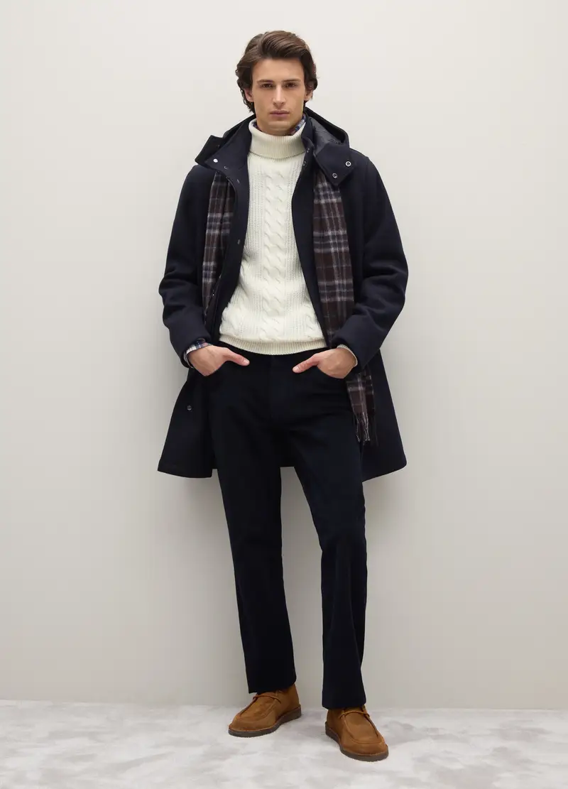 Cappotto Blu Con Cappuccio Rimovibile Regular Fit, Uomo, Blu miniatura 2