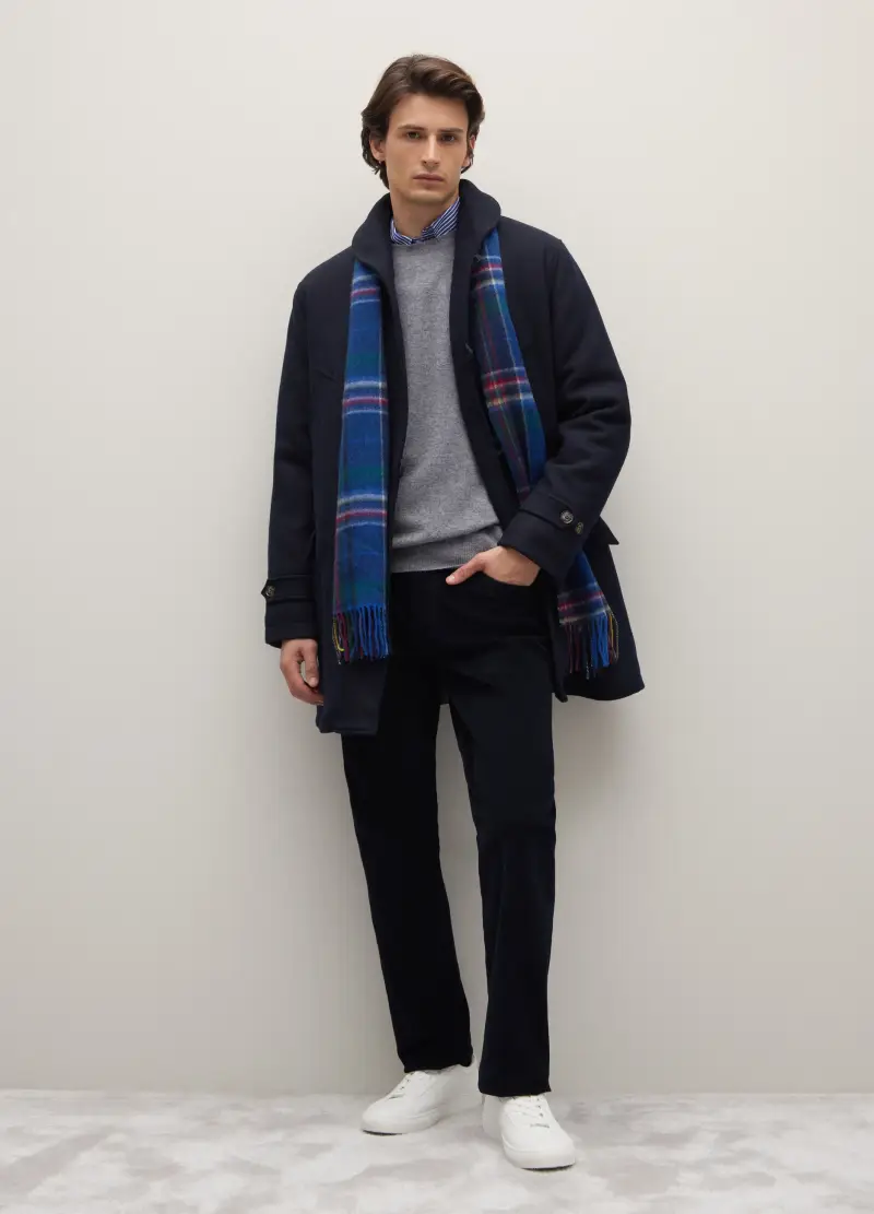 Cappotto Blu In Tessuto Misto Lana Imbottita, Uomo, Blu