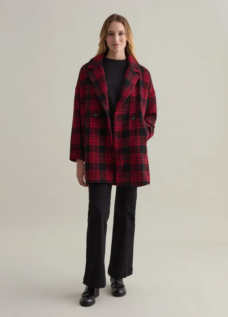 Cappotto Doppiopetto In Tweed Check, Donna, Multicolor