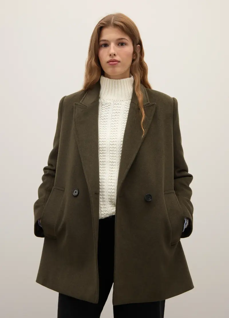 Cappotto Doppiopetto Verdescuro Regular Fit, Donna, Verde miniatura 3