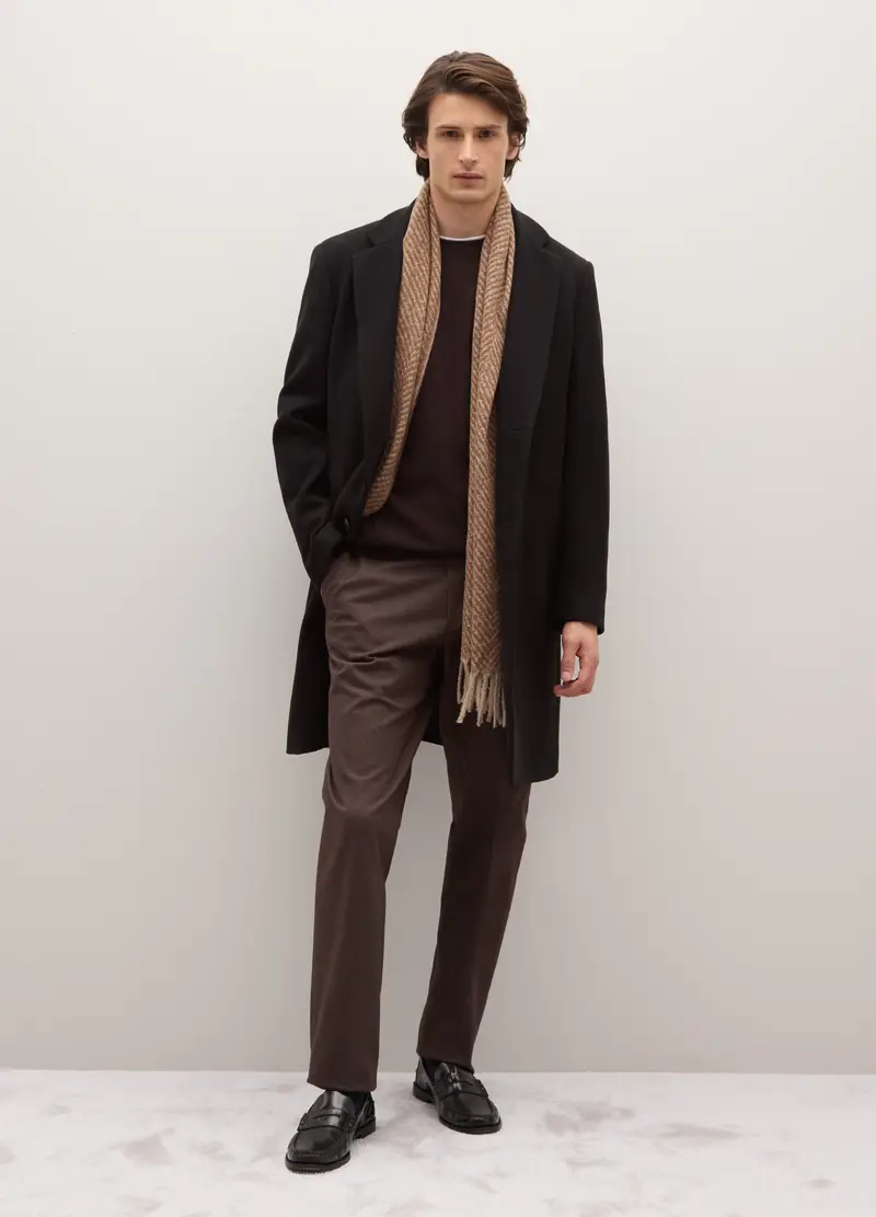 Cappotto In Velluto Nero Elasticizzato, Uomo, Nero miniatura 2