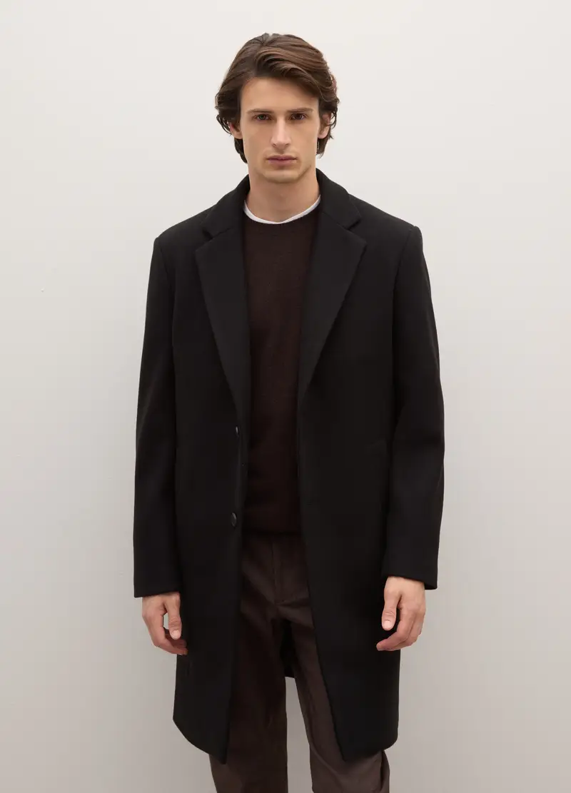 Cappotto In Velluto Nero Elasticizzato, Uomo, Nero miniatura 3