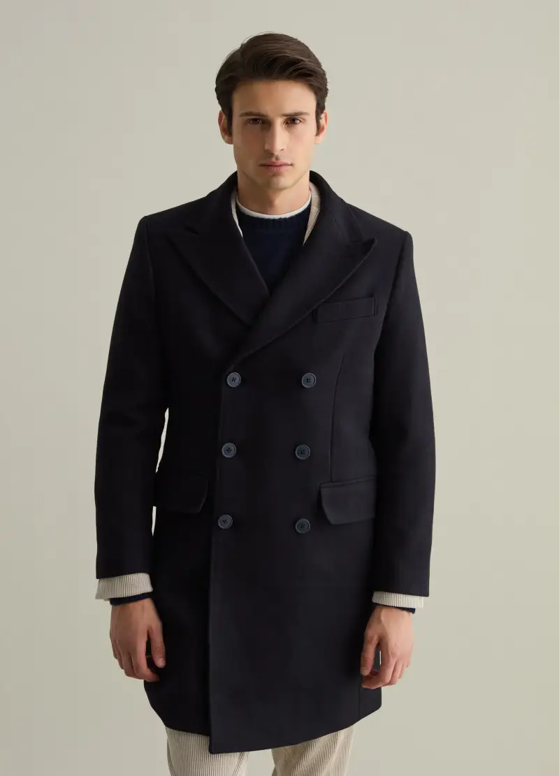 Cappotto Lungo Doppiopetto Contemporary, Uomo, Blu miniatura 2