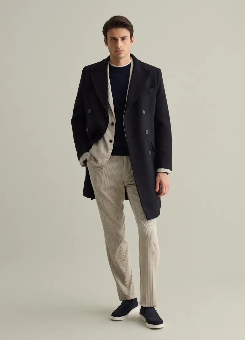 Cappotto Lungo Doppiopetto Contemporary, Uomo, Blu