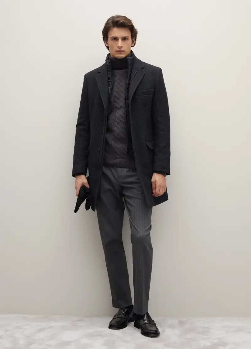 Cappotto Nero Monopetto Regular Fit, Uomo, Nero miniatura 3