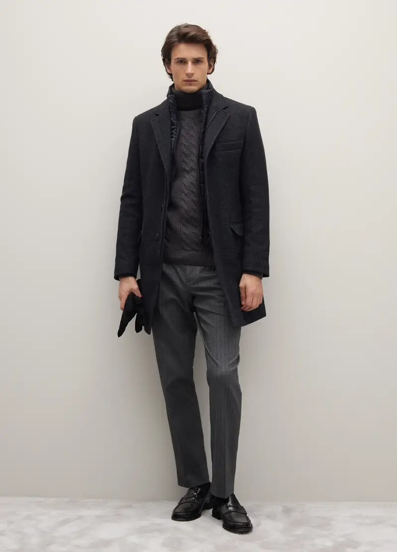 Cappotto Nero Monopetto Regular Fit, Uomo, Nero miniatura 3