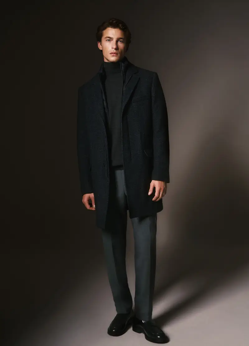 Cappotto Nero Monopetto Regular Fit, Uomo, Nero