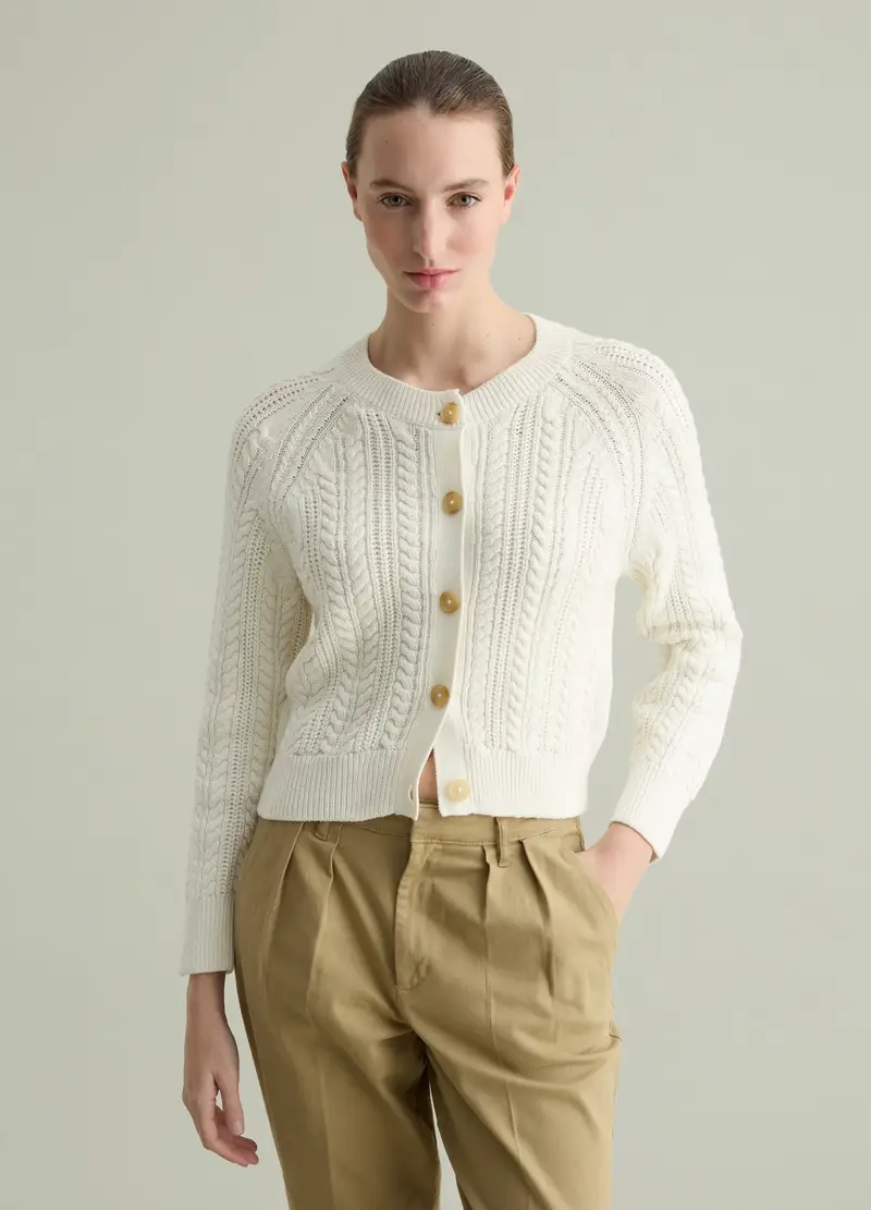 PIOMBO Cardigan Donna Bianco 4199137 miniatura 2