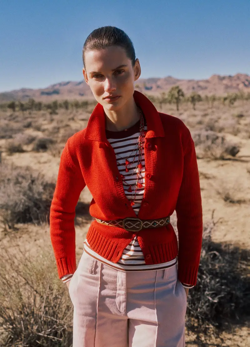 Cardigan Rosso In Puro Cotone Regular Fit Con Collo Polo, Donna, Rosso