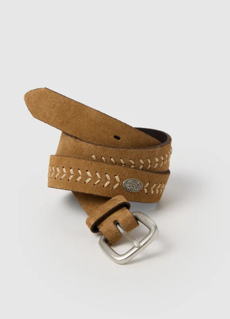 Cintura Marrone In Vera Pelle Con Dettagli Intrecciati, Donna, Nero miniatura 3