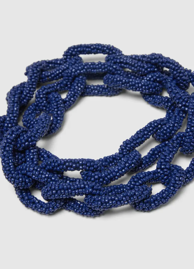 Collana Blu Con Perline In Vetro Intrecciate, Donna, Blu miniatura 3