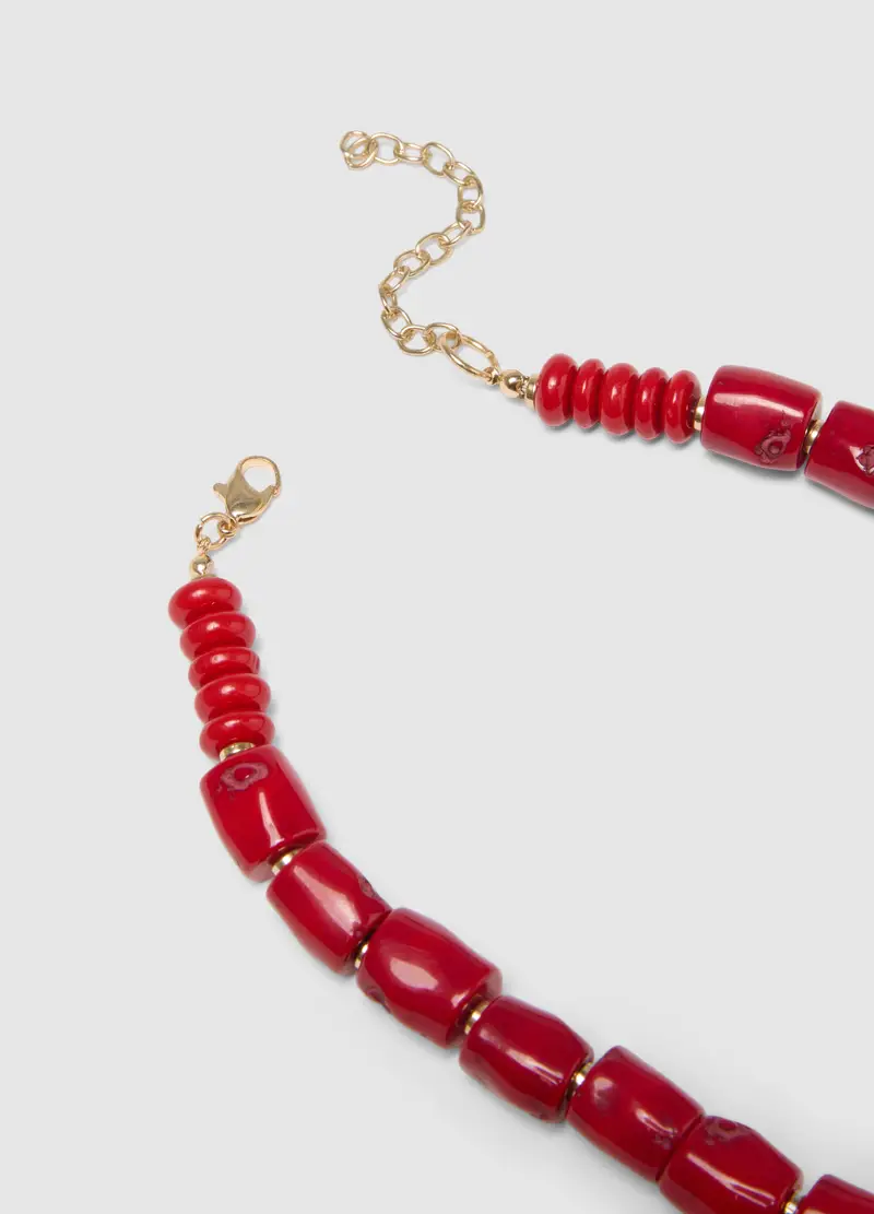 Collana In Resina Rossa Con Ciondoli A Forma Di Coralli, Donna, Rosso miniatura 3