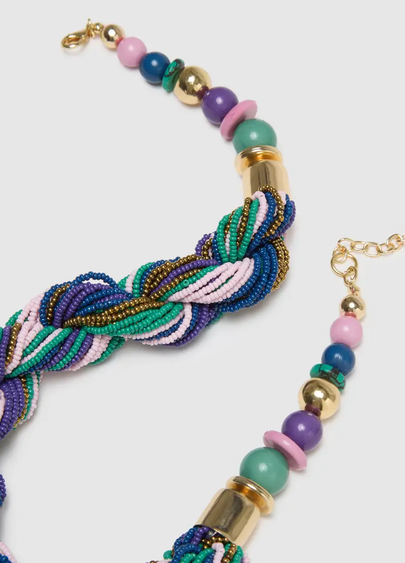 Collana In Vetro Multicolor Con Design Intrecciato, Donna, Multicolor miniatura 3