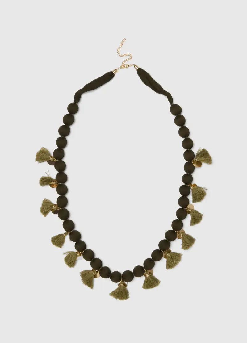 Collana Multicolor Con Pompon, Donna, Multicolor