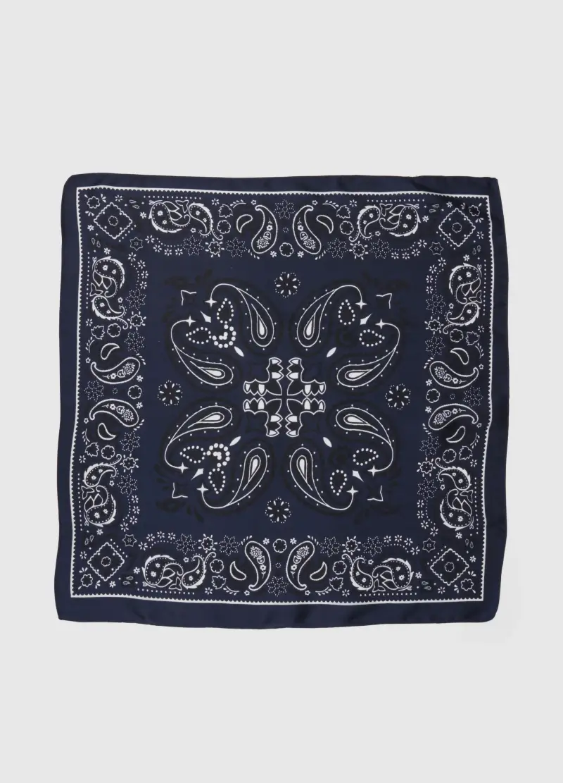 Bandana In Puro Cotone Blu Regular Fit Con Motivo Paisley, Donna, Blu miniatura 2