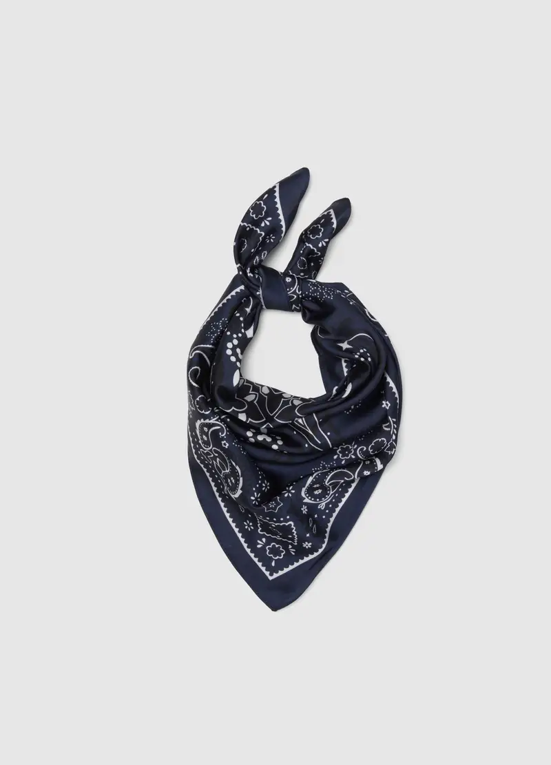 Bandana In Puro Cotone Blu Regular Fit Con Motivo Paisley, Donna, Blu