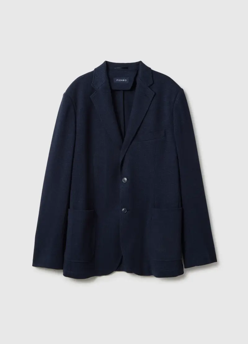 Blazer In Cotone Elasticizzato Blu Slim Fit, Uomo, Blu