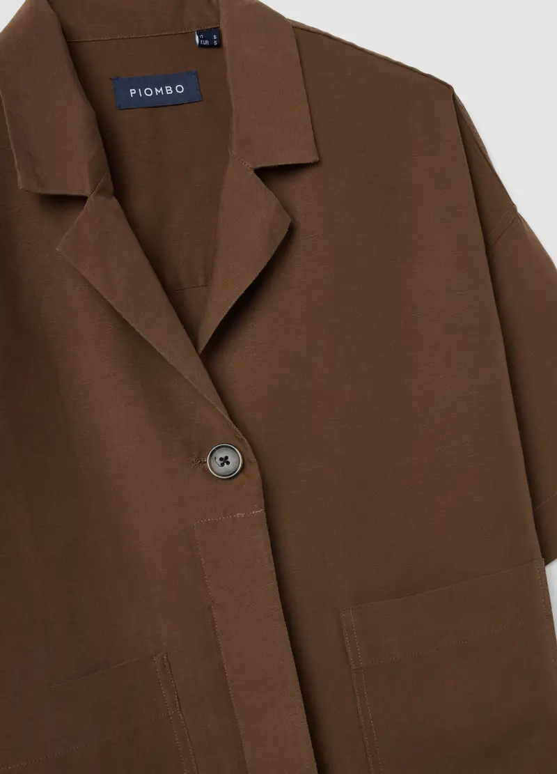 Blazer In Misto Lyocell E Lino Marrone Regular Fit, Donna, Marrone miniatura 2