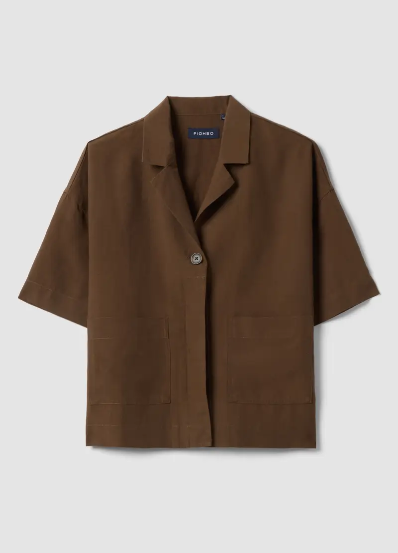 Blazer In Misto Lyocell E Lino Marrone Regular Fit, Donna, Marrone