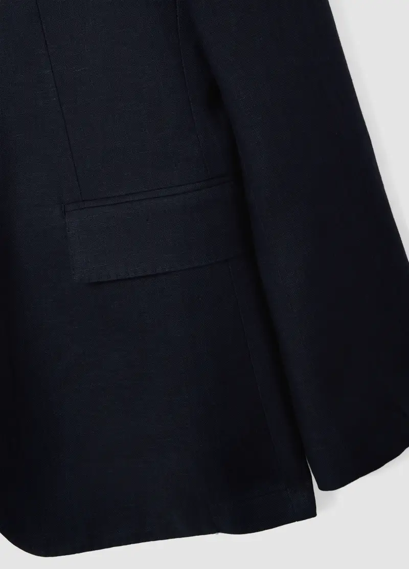 Blazer In Puro Lino Blu Regular Fit, Uomo, Blu miniatura 2