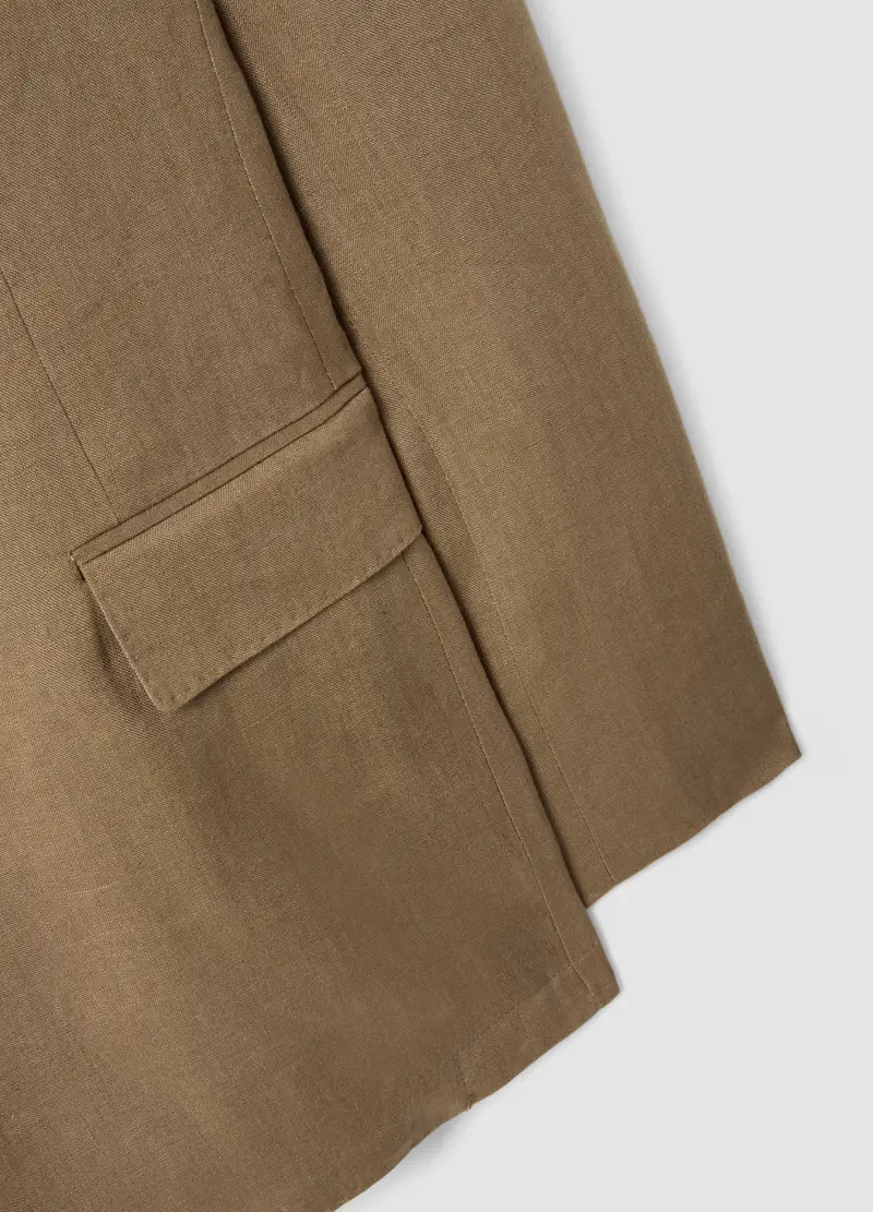 Blazer In Puro Lino Marrone Regular Fit, Uomo, Marrone miniatura 3