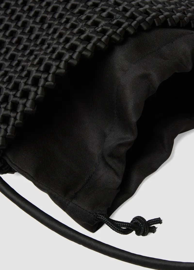 Borsa Intrecciata Nera Con Tracolla Regolabile, Donna, Nero miniatura 3