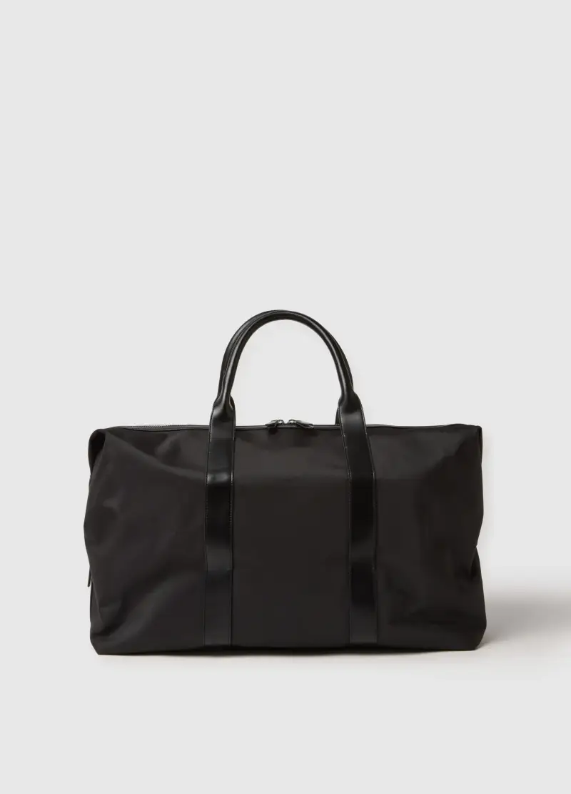 Borsa Nera Da Viaggio Con Manici Resistenti E Chiusura A Zip, Uomo, Nero