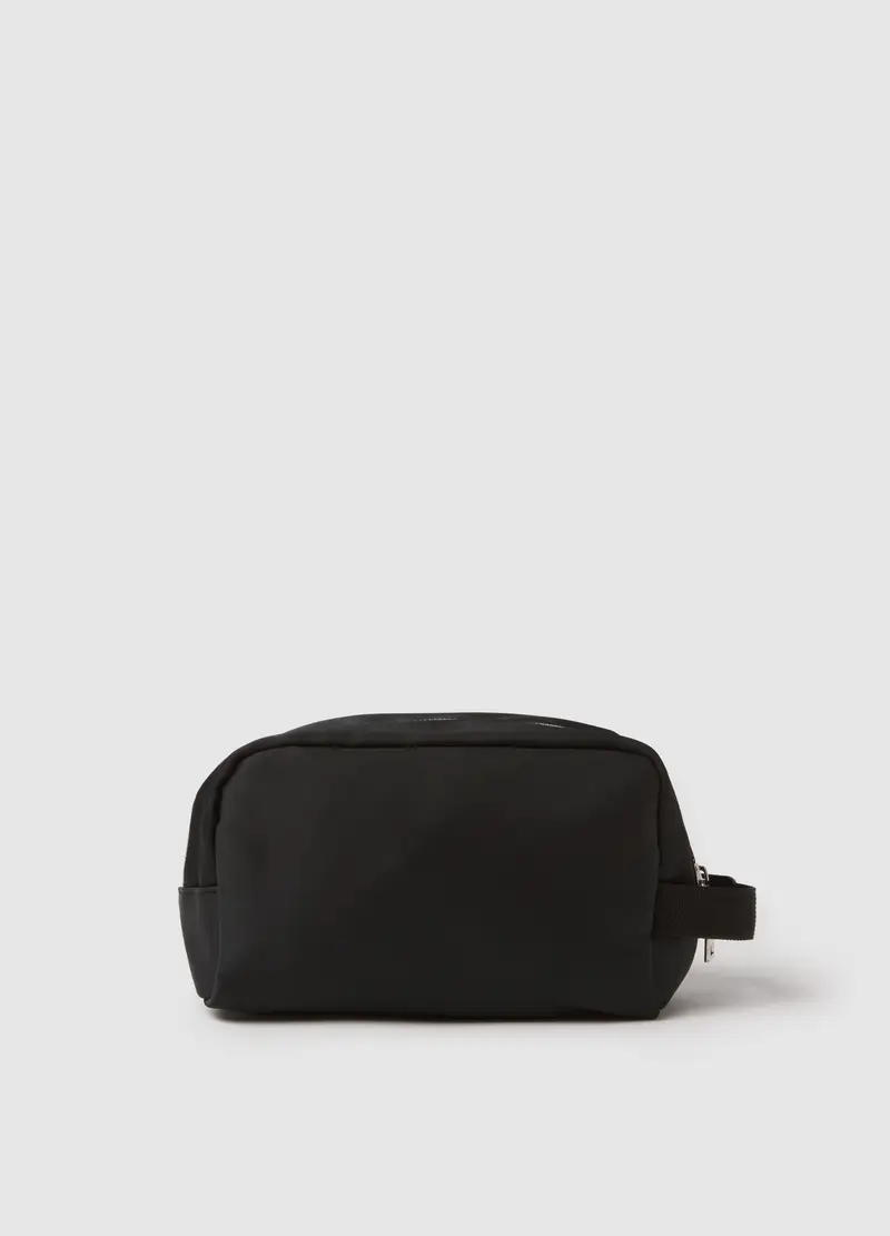 Borsa Utility In Nylon Nero Compatta Con Cerniera, Uomo, Nero miniatura 2