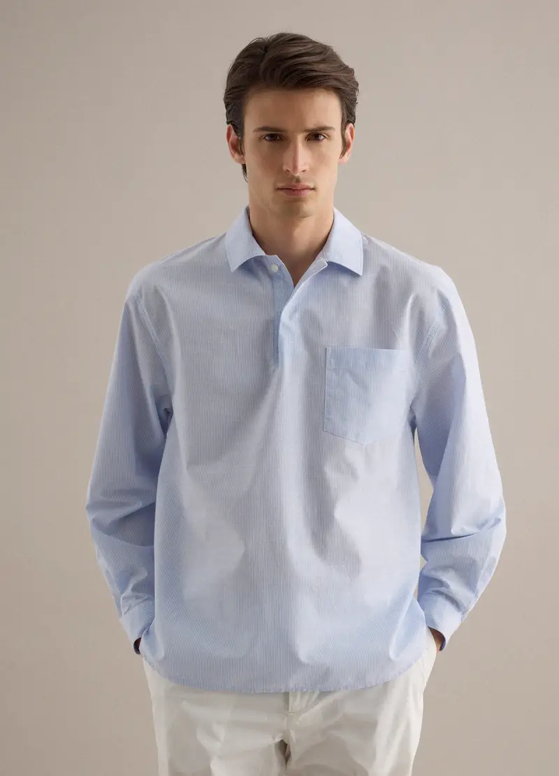 Camicia A Maniche Corte In Puro Cotone A Righe Multicolor Regular Fit, Uomo, Multicolor miniatura 3