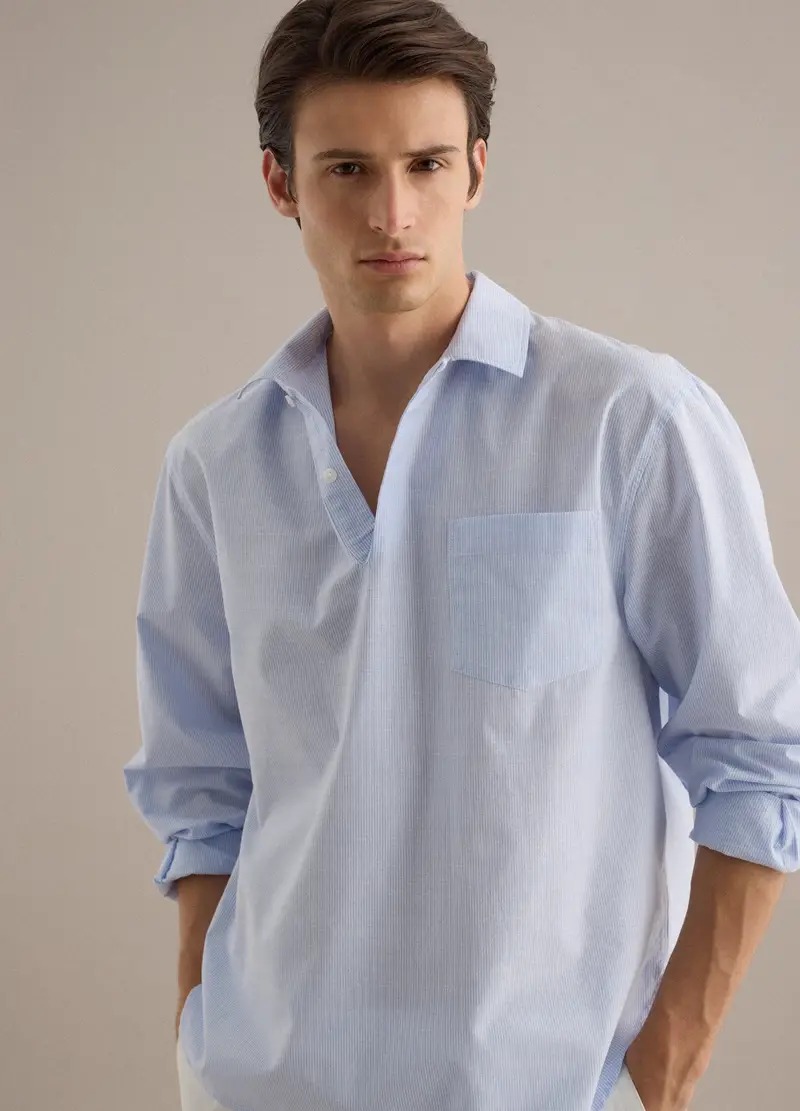 Camicia A Maniche Corte In Puro Cotone A Righe Multicolor Regular Fit, Uomo, Multicolor