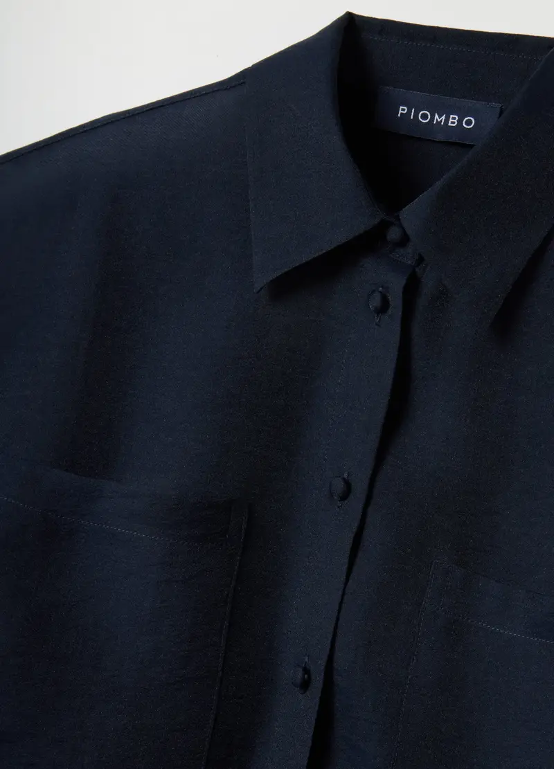 Camicia A Maniche Lunghe In Lyocell Blu Regular Fit Con Collo Classico, Donna, Blu miniatura 2