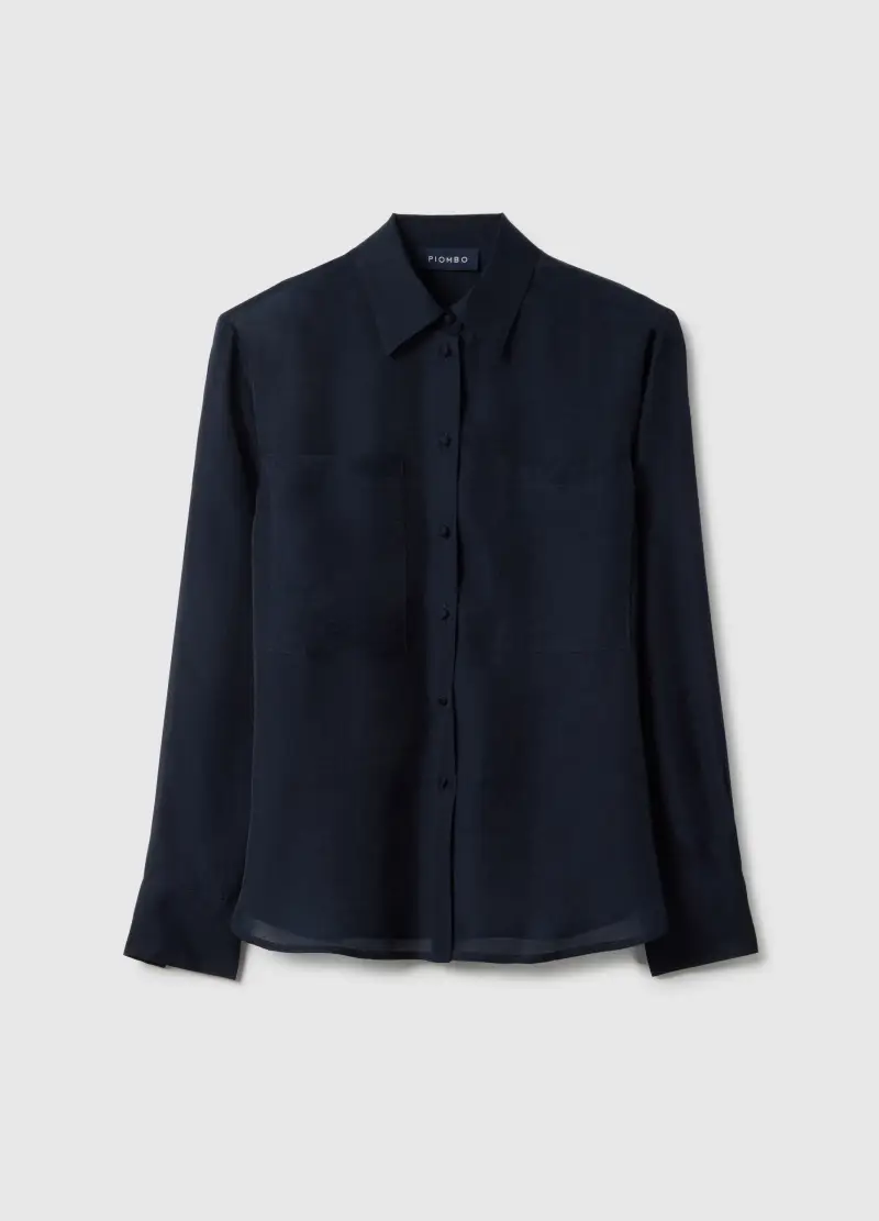 Camicia A Maniche Lunghe In Lyocell Blu Regular Fit Con Collo Classico, Donna, Blu