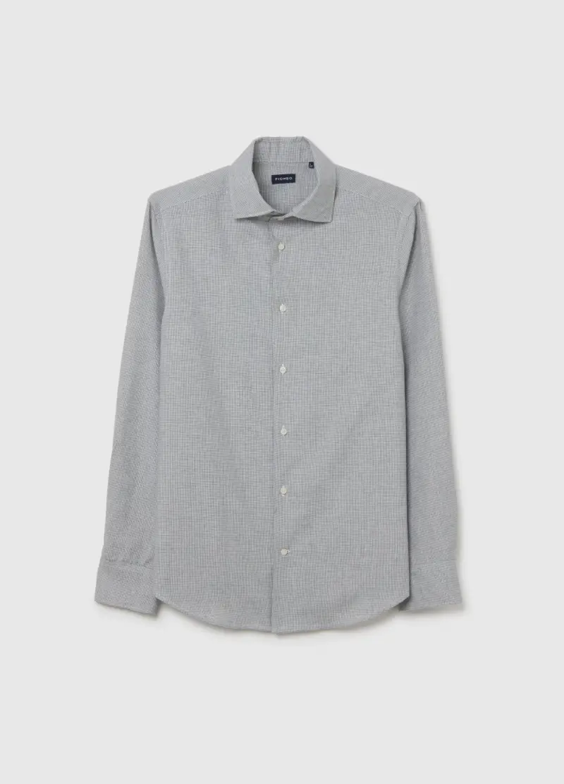 Camicia Grigia A Quadri In Misto Cotone Grigia Regular Fit, Uomo, Grigio