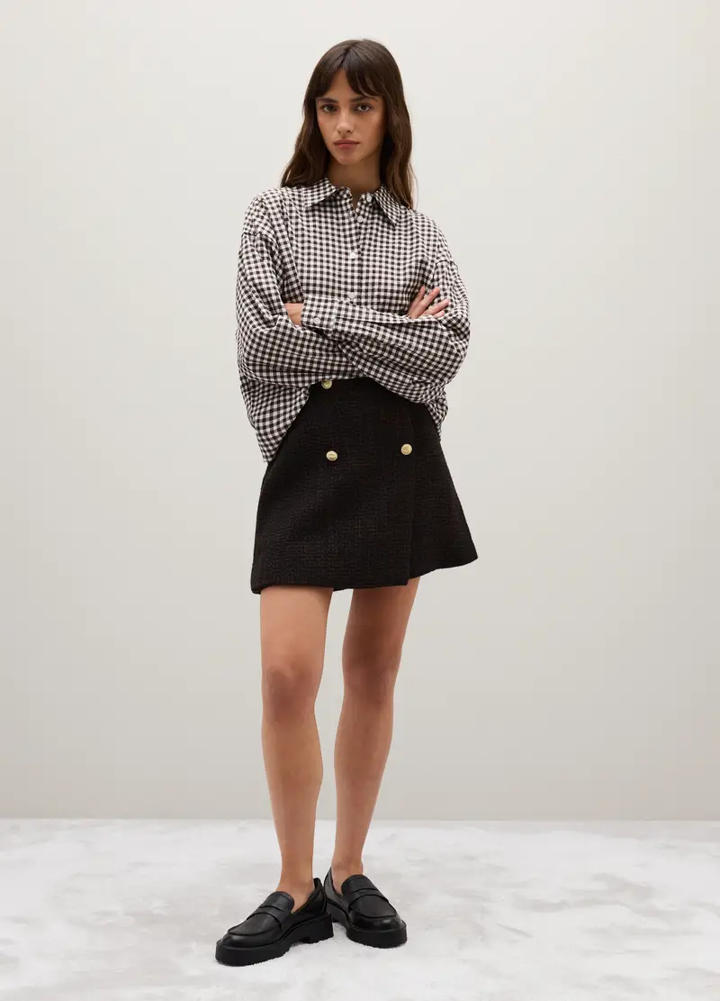 Camicia In Cotone Elasticizzato A Quadri Regular Fit, Donna, Multicolor